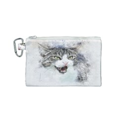 Cat Pet Art Abstract Watercolor Canvas Cosmetic Bag (small) by Jancukart