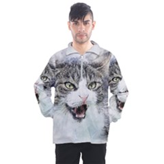 Cat Pet Art Abstract Watercolor Men s Half Zip Pullover by Jancukart