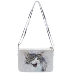 Cat Pet Art Abstract Watercolor Double Gusset Crossbody Bag by Jancukart