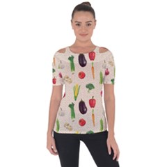 Vegetables Shoulder Cut Out Short Sleeve Top by SychEva