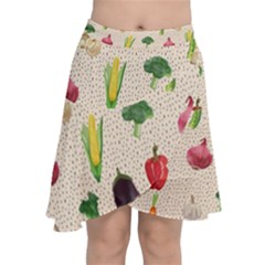 Vegetables Chiffon Wrap Front Skirt by SychEva