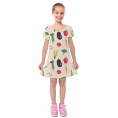 Vegetables Kids  Short Sleeve Velvet Dress by SychEva