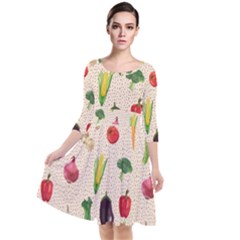 Vegetables Quarter Sleeve Waist Band Dress by SychEva