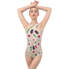 Vegetables Cross Front Low Back Swimsuit