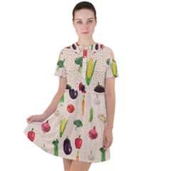 Vegetables Short Sleeve Shoulder Cut Out Dress  by SychEva