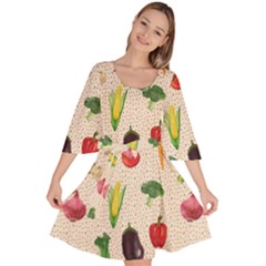 Vegetables Velour Kimono Dress