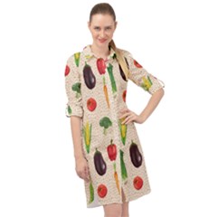 Vegetables Long Sleeve Mini Shirt Dress