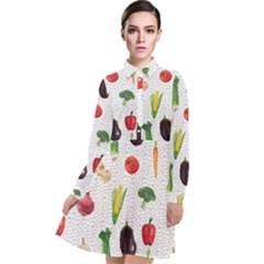 Vegetable Long Sleeve Chiffon Shirt Dress