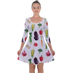 Vegetable Quarter Sleeve Skater Dress