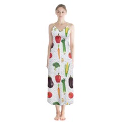 Vegetable Button Up Chiffon Maxi Dress