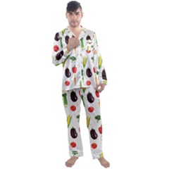 Vegetable Men s Long Sleeve Satin Pajamas Set