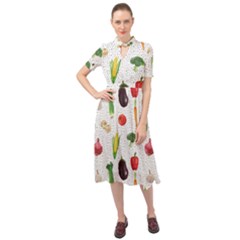 Vegetable Keyhole Neckline Chiffon Dress