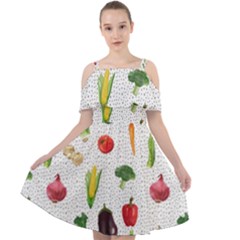 Vegetable Cut Out Shoulders Chiffon Dress