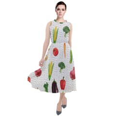 Vegetable Round Neck Boho Dress by SychEva