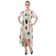 Vegetable Front Wrap High Low Dress