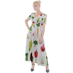 Vegetable Button Up Short Sleeve Maxi Dress