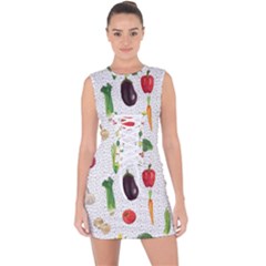 Vegetable Lace Up Front Bodycon Dress