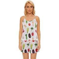 Vegetable Satin Pajama Short Set