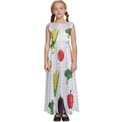 Vegetable Kids  Satin Sleeveless Maxi Dress by SychEva