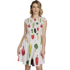 Vegetable Cap Sleeve High Waist Dress