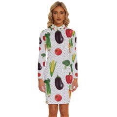 Vegetable Long Sleeve Shirt Collar Bodycon Dress