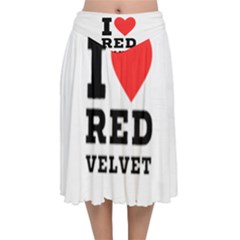 I Love Red Velvet Velvet Flared Midi Skirt by ilovewhateva