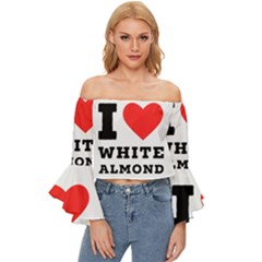 I Love White Almond Off Shoulder Flutter Bell Sleeve Top by ilovewhateva