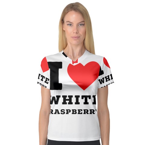 I Love White Raspberry V-neck Sport Mesh Tee by ilovewhateva