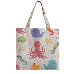 Underwater-seamless-pattern-light-background-funny Zipper Grocery Tote Bag by Salman4z