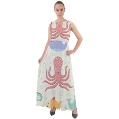 Underwater-seamless-pattern-light-background-funny Chiffon Mesh Boho Maxi Dress