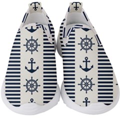 Nautical-seamless-pattern-vector-illustration Kids  Slip On Sneakers by Salman4z