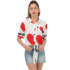 I Love Spumoni Tie Front Shirt  by ilovewhateva