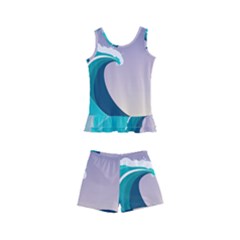 Tsunami Tidal Waves Wave Minimalist Ocean Sea Kids  Boyleg Swimsuit