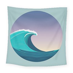 Tsunami Tidal Waves Wave Minimalist Ocean Sea Square Tapestry (large)