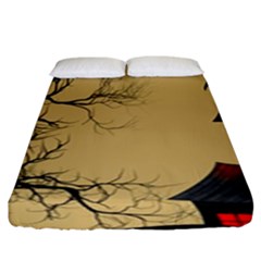 Halloween Moon Haunted House Full Moon Dead Tree Fitted Sheet (king Size)