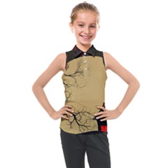 Halloween Moon Haunted House Full Moon Dead Tree Kids  Sleeveless Polo Tee