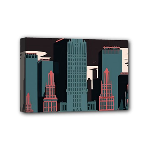New York City Nyc Skyline Cityscape Mini Canvas 6  X 4  (stretched)