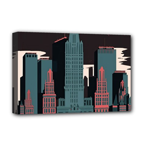 New York City Nyc Skyline Cityscape Deluxe Canvas 18  X 12  (stretched) by Ravend