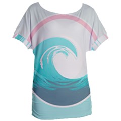 Tidal Wave Ocean Sea Tsunami Wave Minimalist Women s Oversized Tee