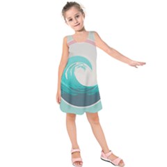 Tidal Wave Ocean Sea Tsunami Wave Minimalist Kids  Sleeveless Dress by Ravend