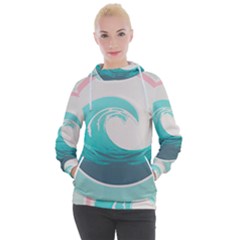 Tidal Wave Ocean Sea Tsunami Wave Minimalist Women s Hooded Pullover