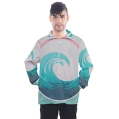 Tidal Wave Ocean Sea Tsunami Wave Minimalist Men s Half Zip Pullover by Ravend