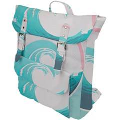 Tidal Wave Ocean Sea Tsunami Wave Minimalist Buckle Up Backpack