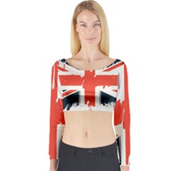 Union Jack England Uk United Kingdom London Long Sleeve Crop Top by Ravend