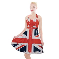 Union Jack England Uk United Kingdom London Halter Party Swing Dress  by Ravend