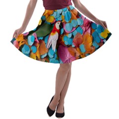 Confetti Tropical Ocean Themed Background Abstract A-line Skater Skirt