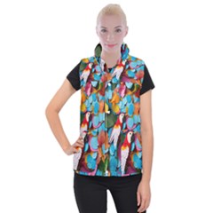 Confetti Tropical Ocean Themed Background Abstract Women s Button Up Vest