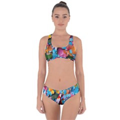 Confetti Tropical Ocean Themed Background Abstract Criss Cross Bikini Set