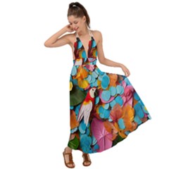 Confetti Tropical Ocean Themed Background Abstract Backless Maxi Beach Dress by Ravend