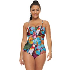 Confetti Tropical Ocean Themed Background Abstract Retro Full Coverage Swimsuit